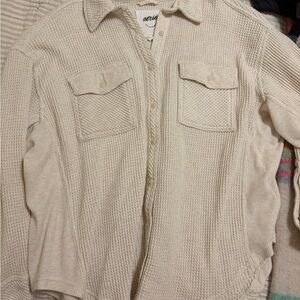 Aerie Cream Waffle Knit Top